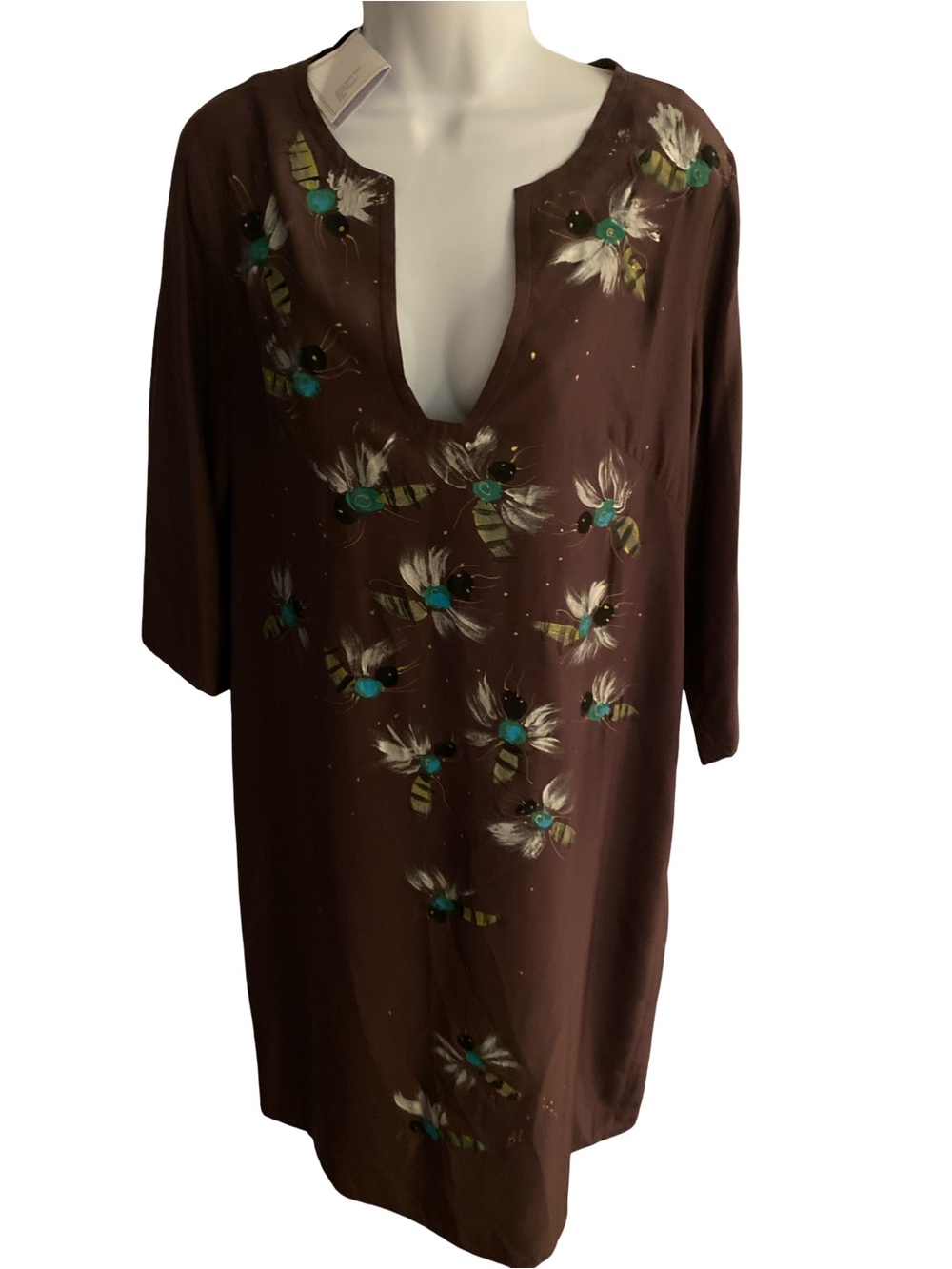 Loup Embellished V-Neck Women’s Tunic with Floral Accents-44 Paris  silk
